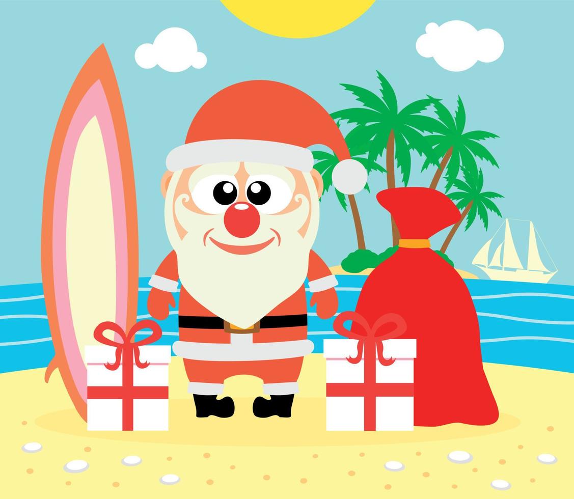 Tropical Christmas background with Santa Claus ,vector vector