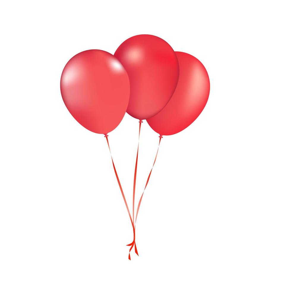 Party vector balloons red birthday balloon modern holiday decoration balloons anniversary retirement graduation occasion life events greeting card. Joy positive abstract. Vector realistic red balloons