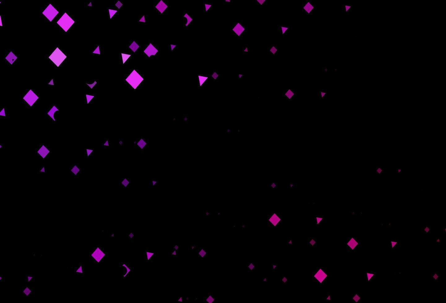 Dark purple vector background with triangles, circles, cubes.