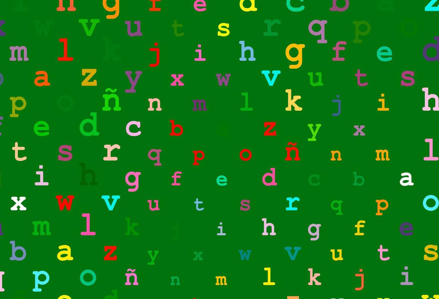 Light multicolor, rainbow vector background with signs of alphabet.