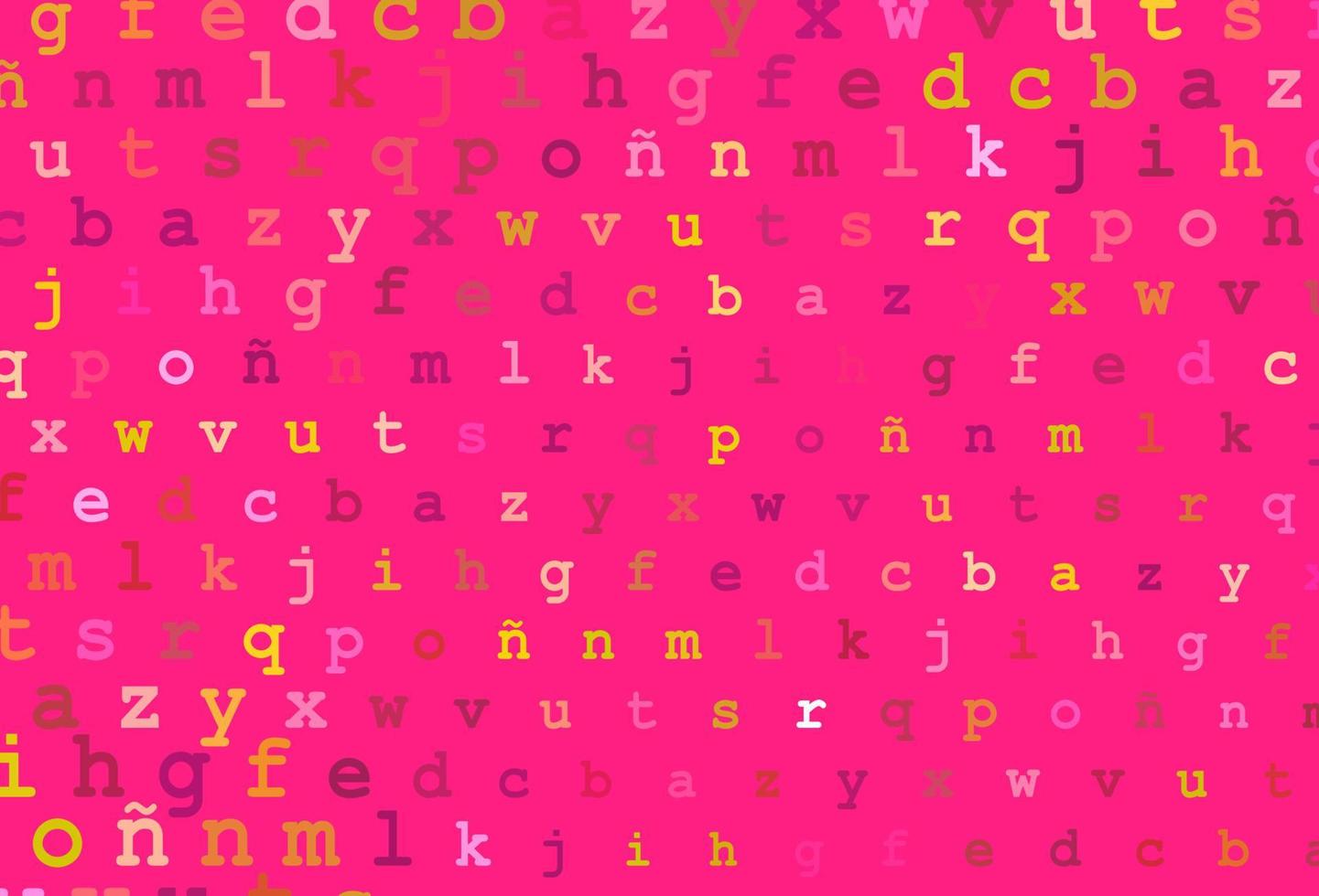 Light pink, yellow vector texture with ABC characters.