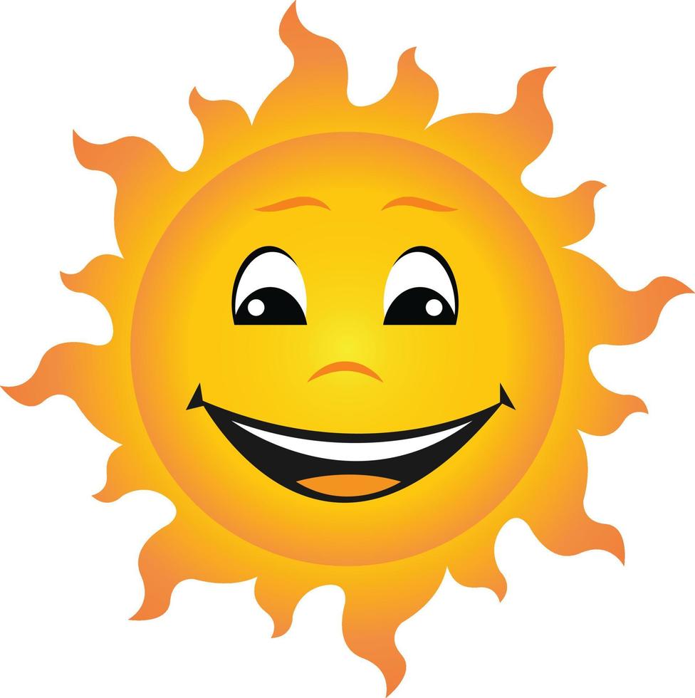 Vector Illustration Smiling sun icon of smiling Cartoon sun character