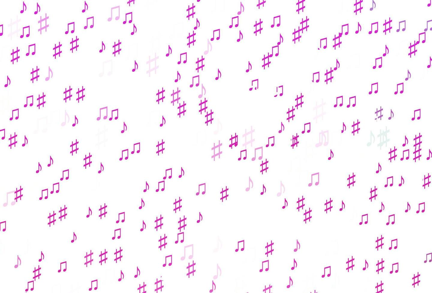 textura de vector rosa claro con notas musicales.