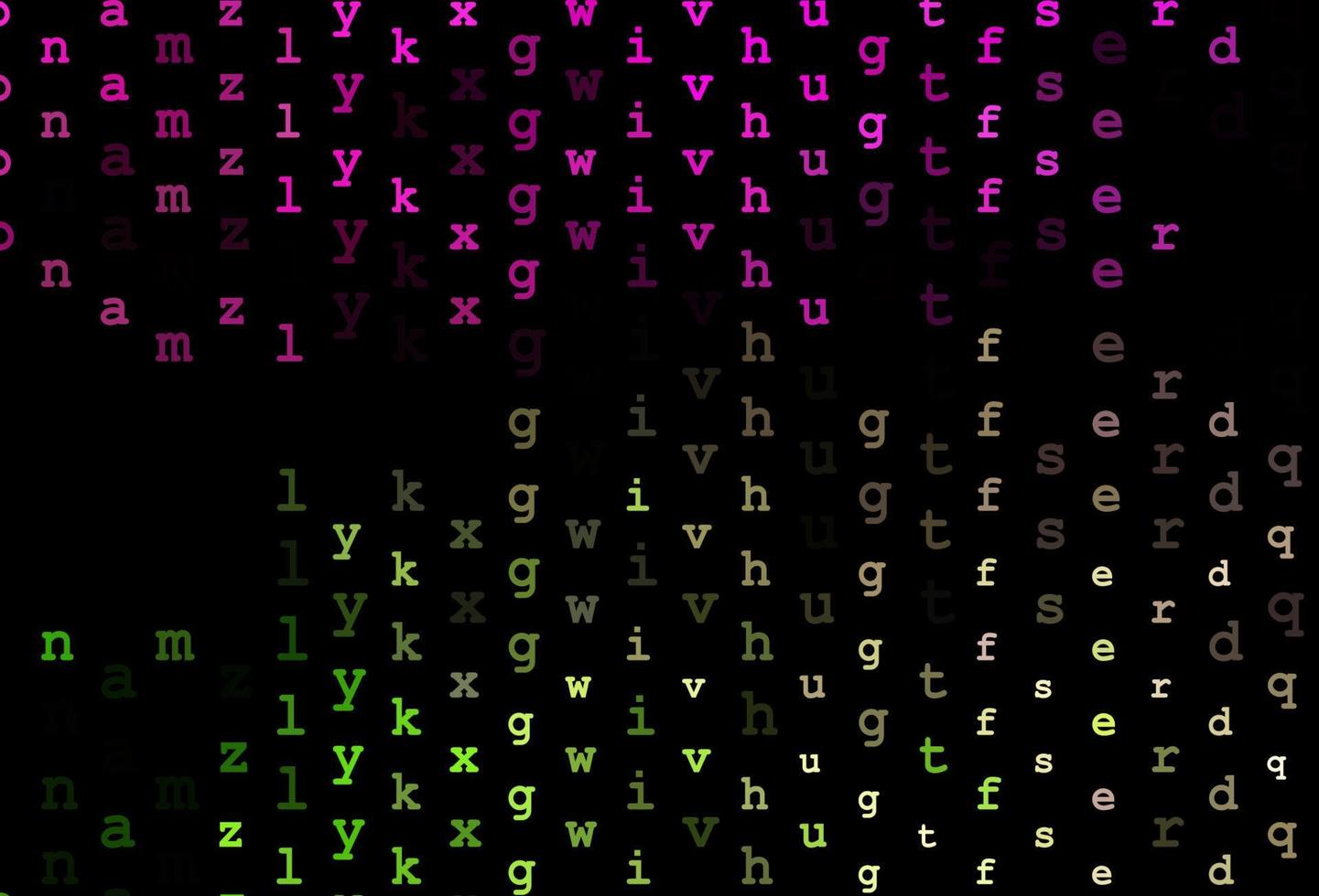 diseño de vector de color rosa oscuro, verde con alfabeto latino.