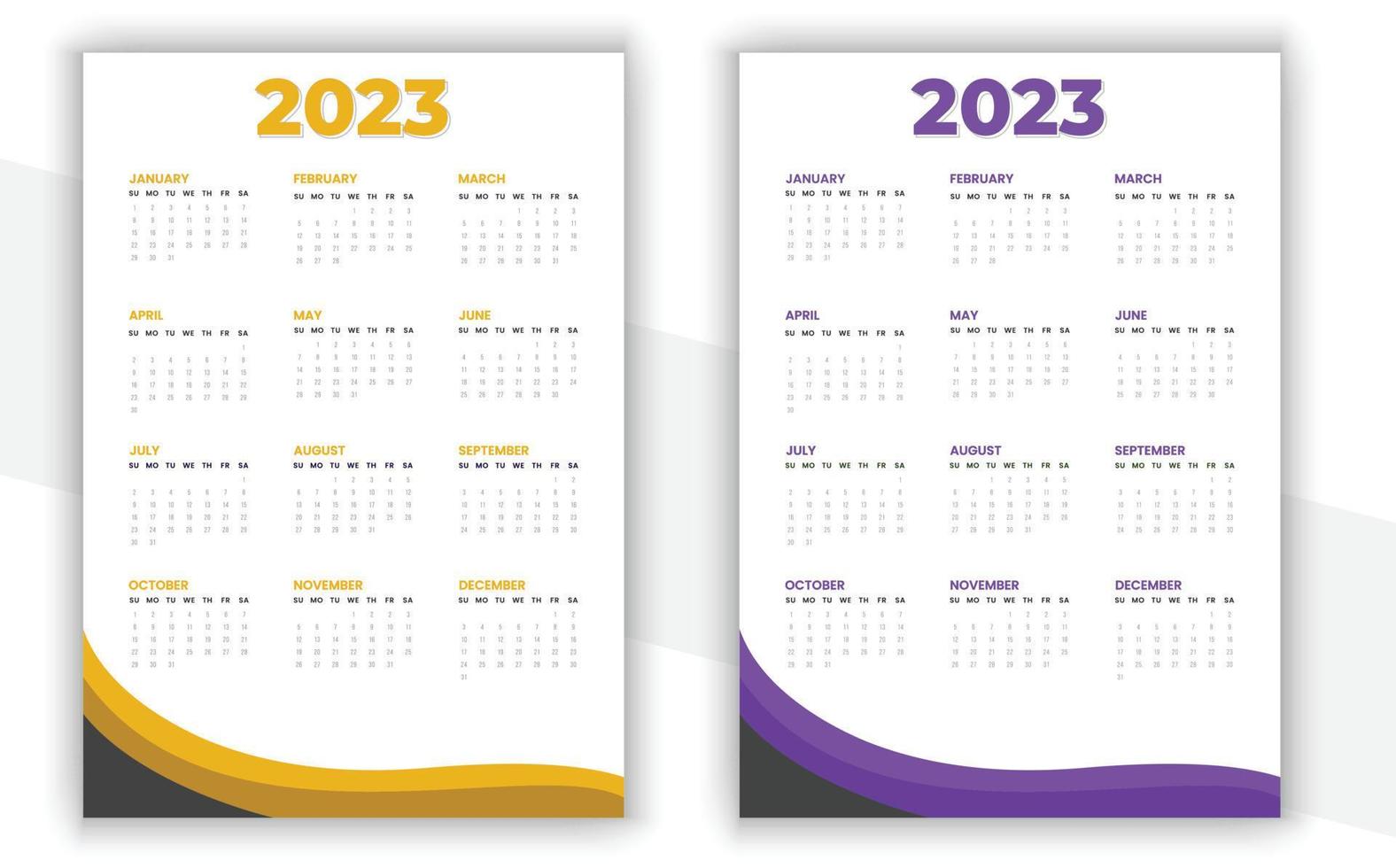 diseño de calendario de pared 2023 vector