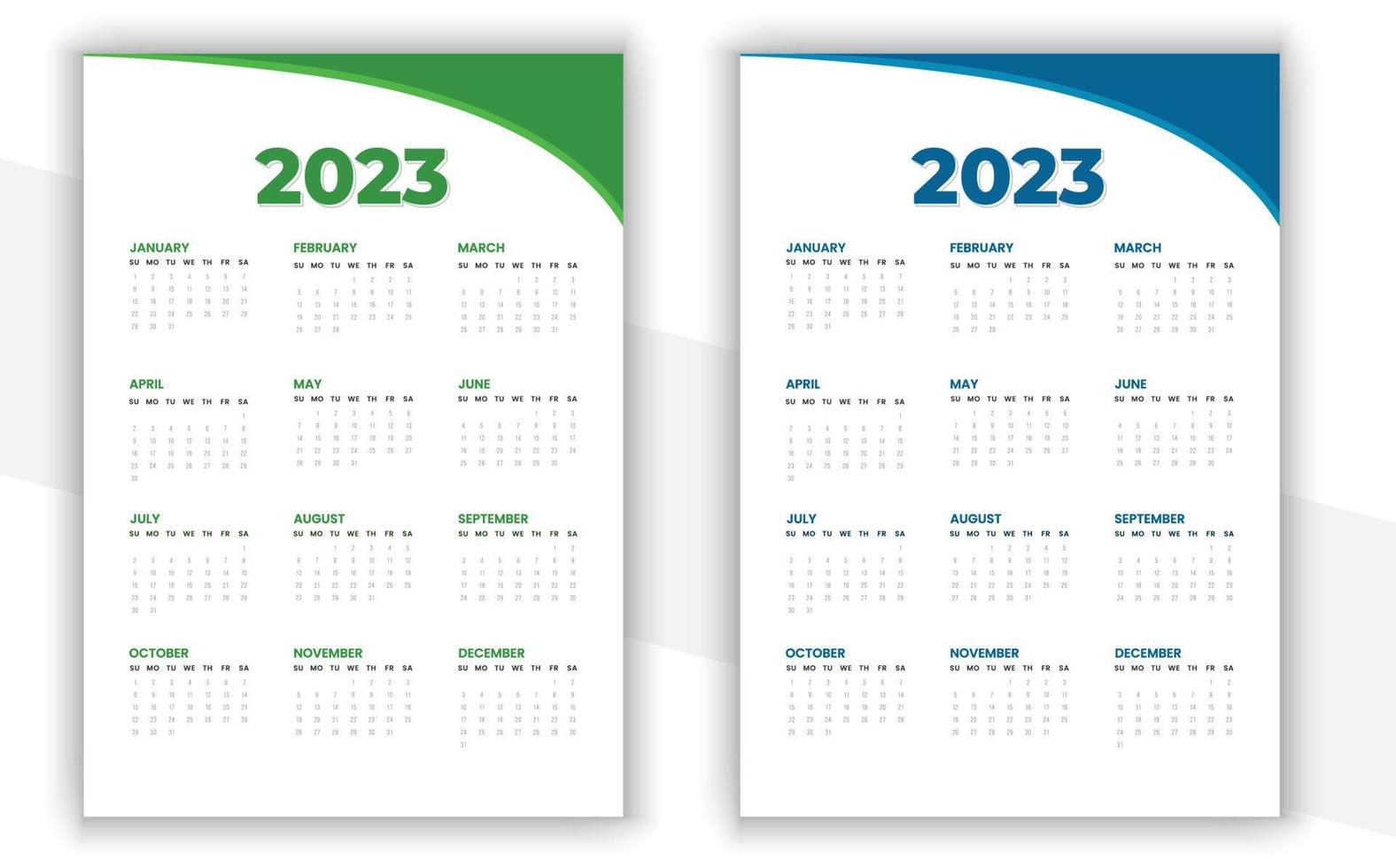 diseño de calendario de pared 2023 vector