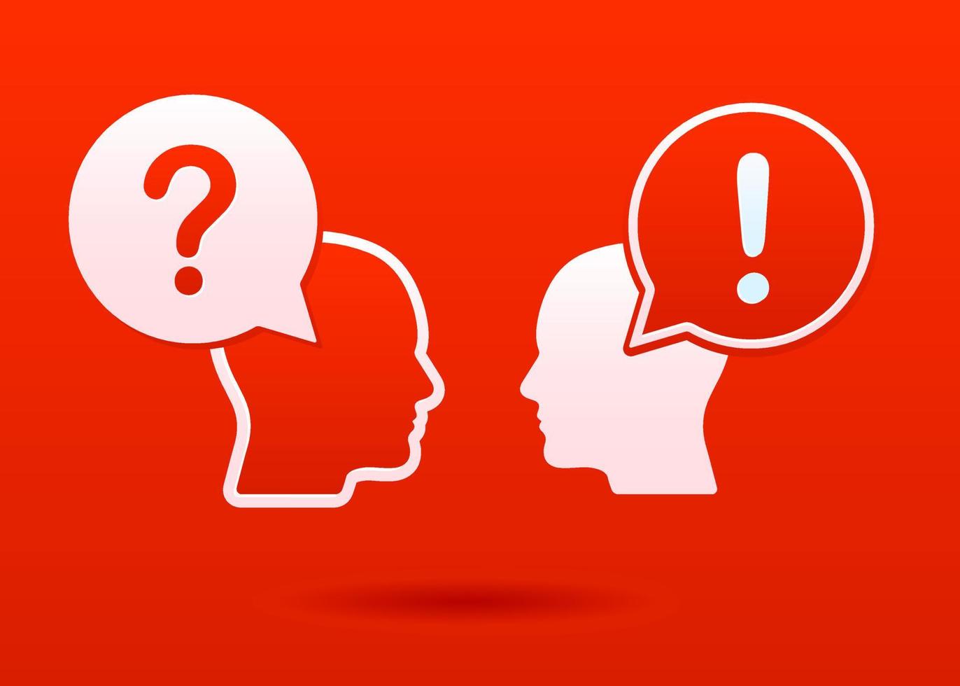 A paper-cut icon of people talking on a red background. Help the speech bubble symbol. A sign of frequently asked questions. The style of paper art. The question mark sign. vector