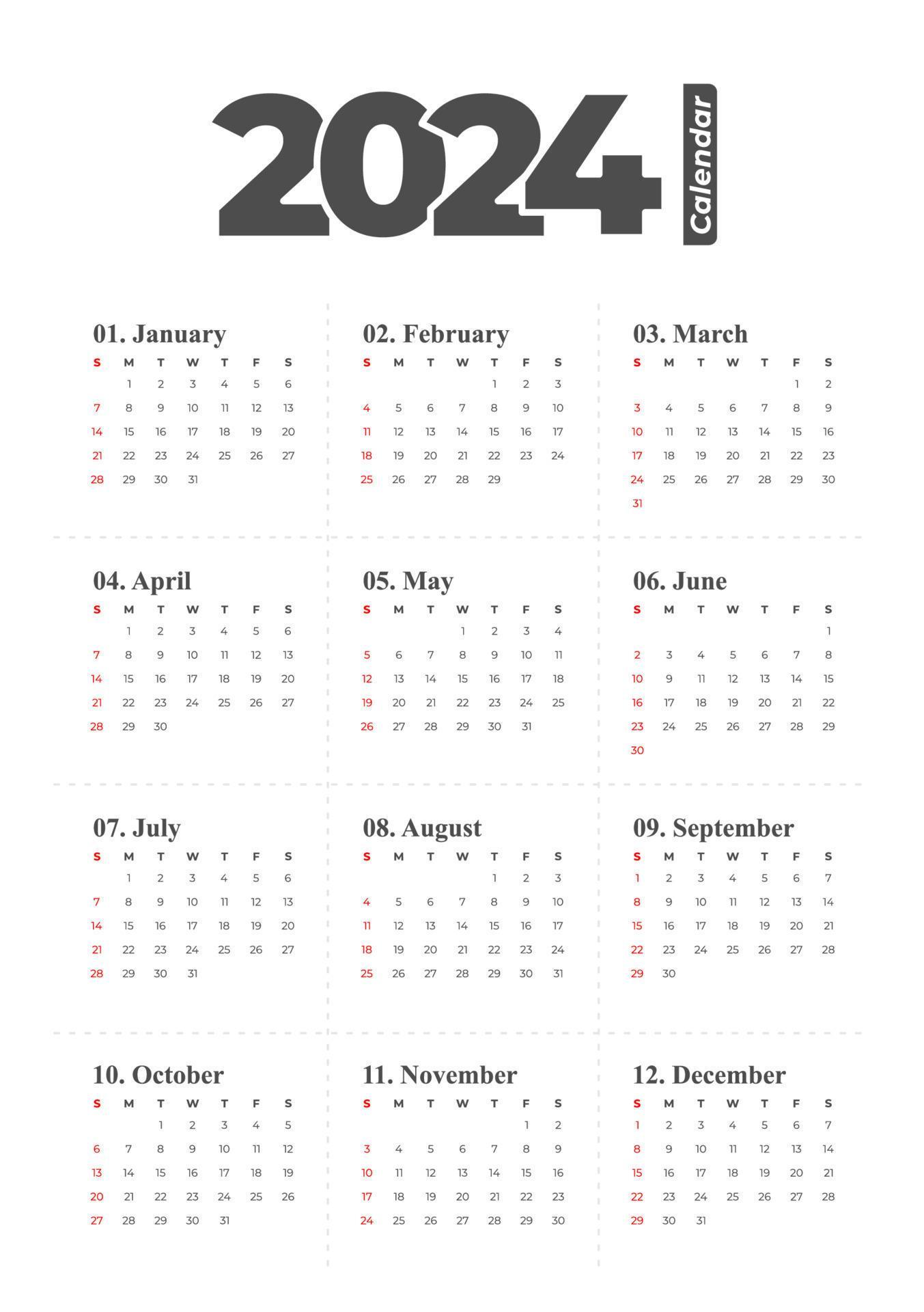 2024 Calendar Excel Format Freepik Vectors Debbi Ethelda