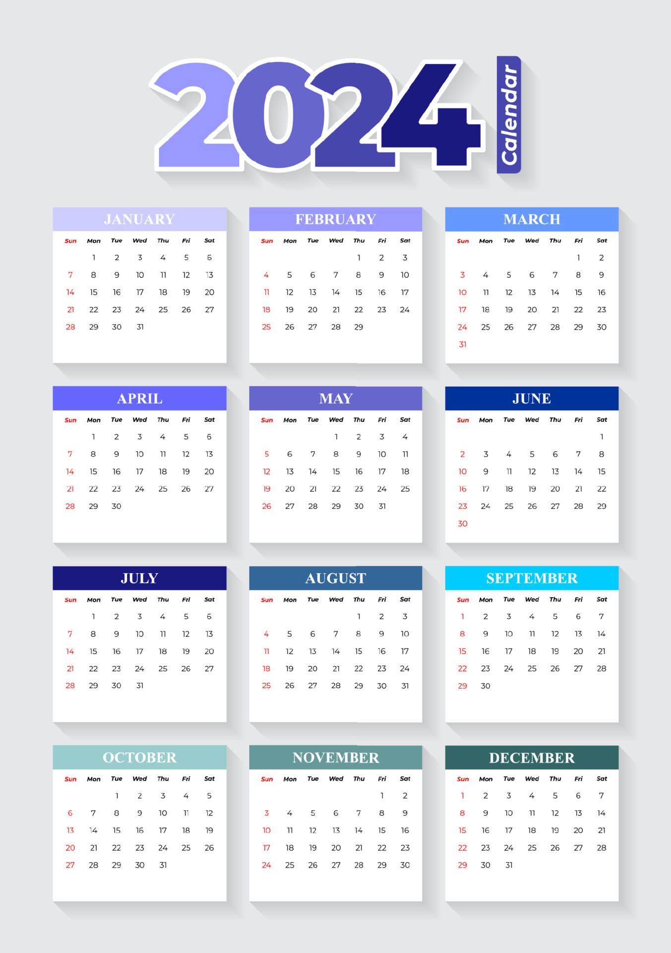 2024 calendar template editable vector 13661007 vector art at vecteezy