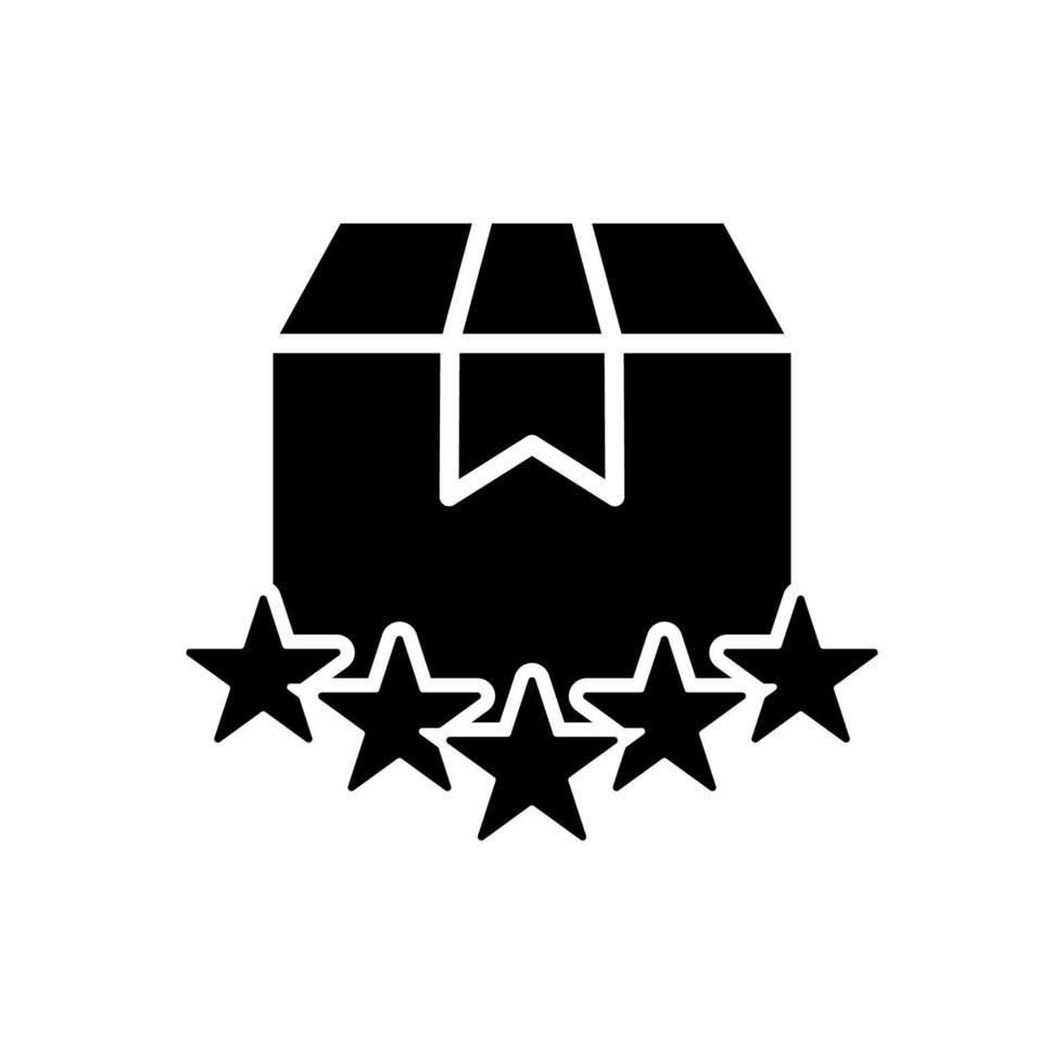 Satisfaction Customer Top Quality Shipping Silhouette Icon. Five Stars Positive Evaluate of Delivery Glyph Pictogram. Success Feedback of Deliver Service Icon. Isolated Vector Illustration.