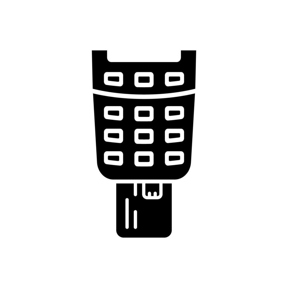 Ecommerce Finance Transaction for Pay Glyph Pictogram. Payment Terminal with Credit Card E business Concept Silhouette Icon. Insert Credit Card in POS Symbol. Isolated Vector Illustration.