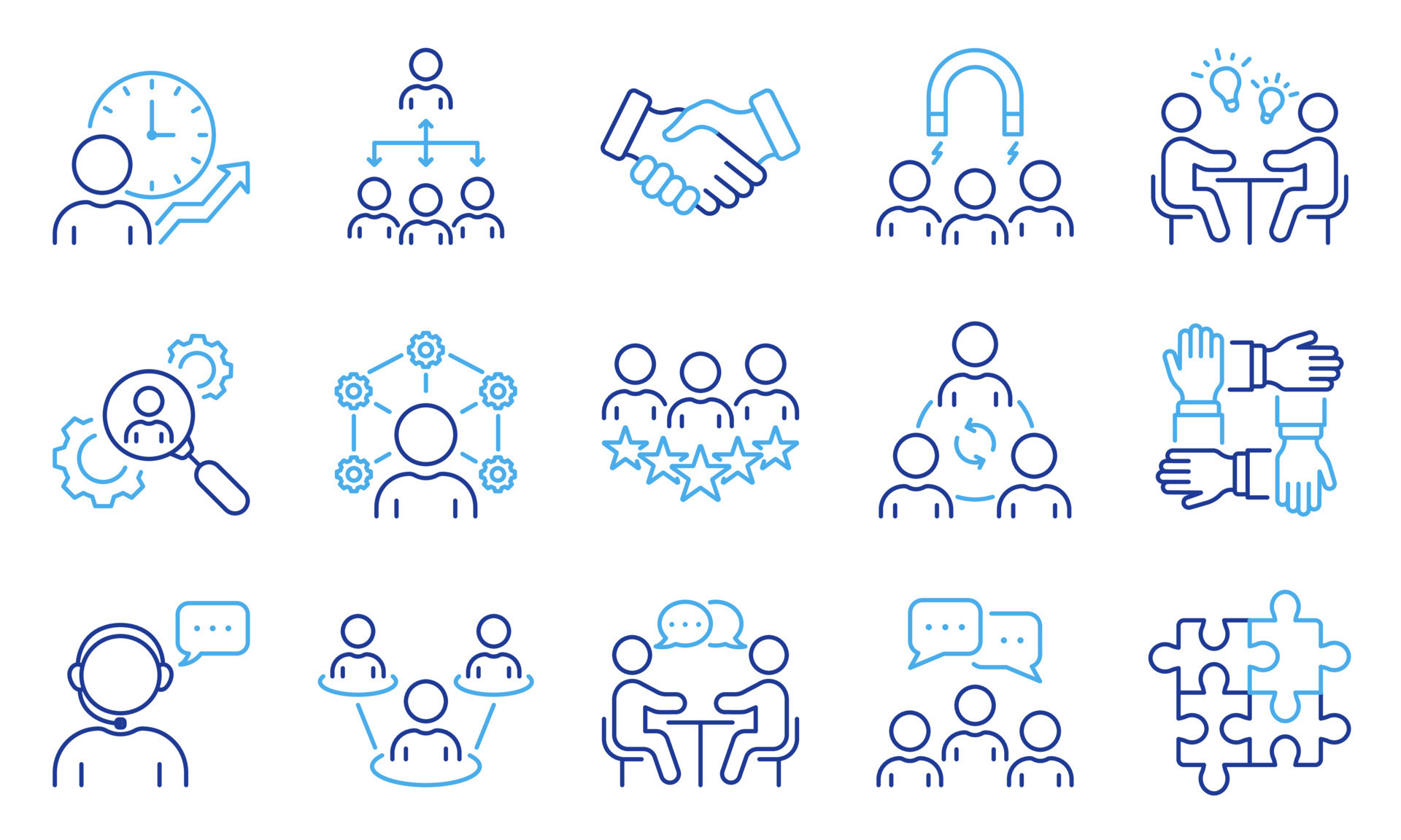 Group Team Network Line Icon Set. Community Business People Work