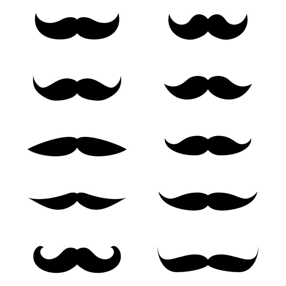 bigote, conjunto, aislado, blanco, plano de fondo vector