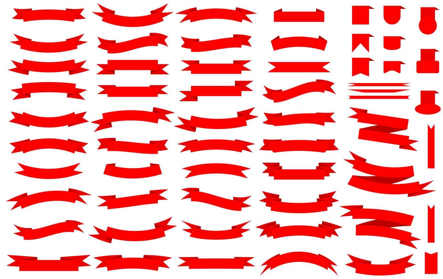 Collection of red empty ribbon banners vector