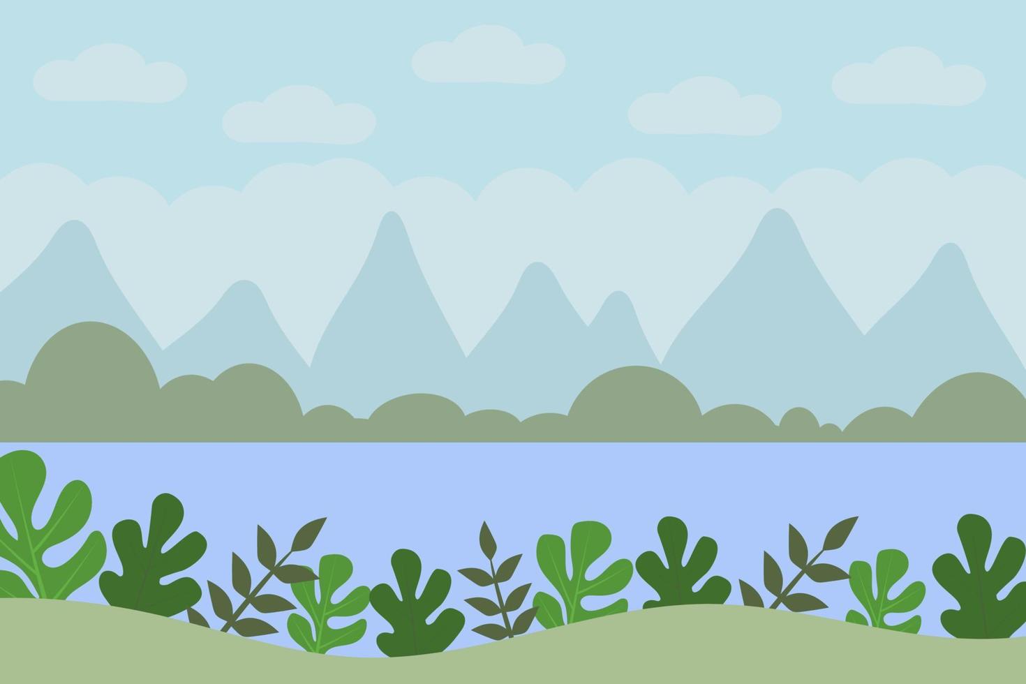 paisaje de verano con árboles verdes y río vector