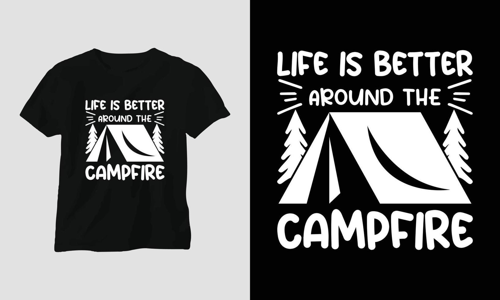 diseño de camping svg con campamento, tienda, montaña, tintineo, árbol, cinta, silueta de senderismo vector