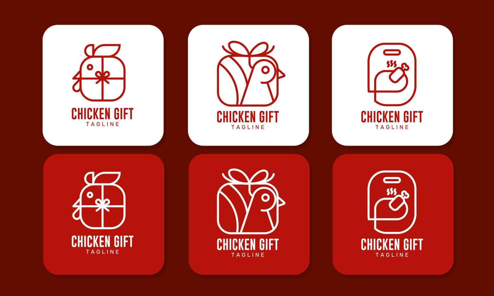 Flat design chicken gift logo template collection vector