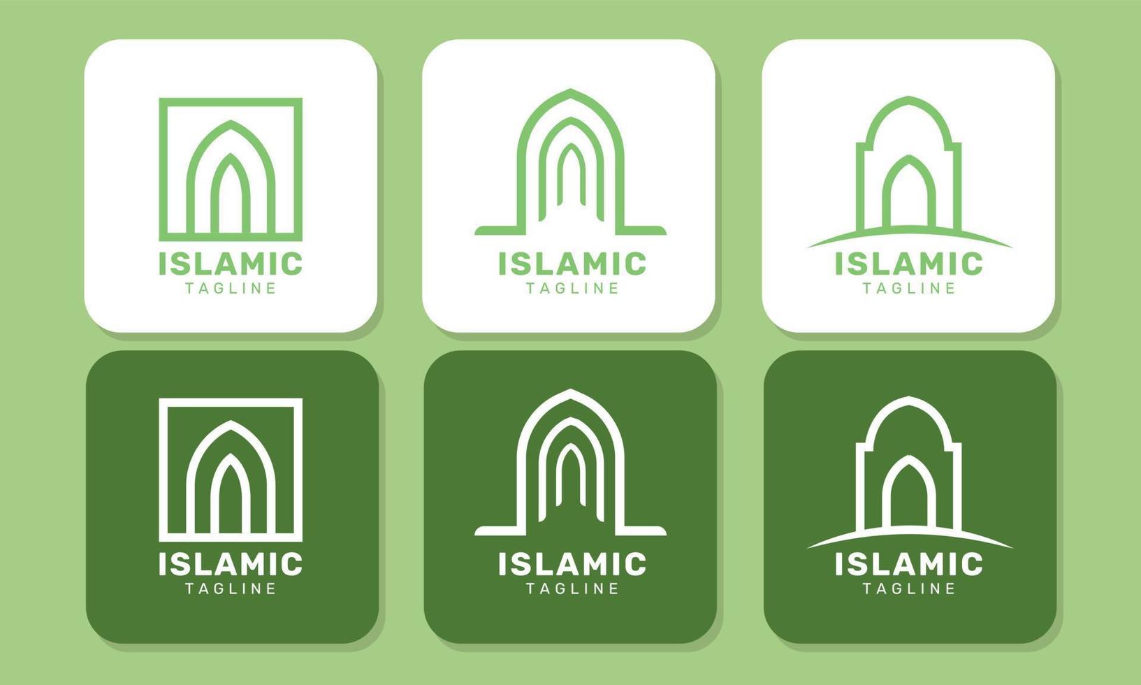 colección de plantillas de logotipo islámico de diseño plano vector