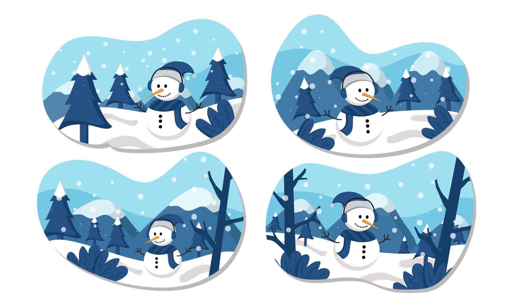 Flat winter season celebration with snowman vector