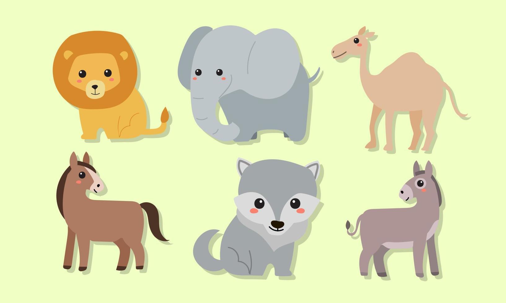 Cute cartoon animal wild template collection vector