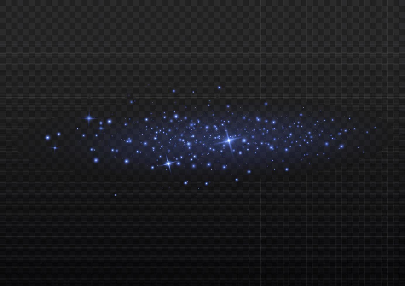 Blue dust. Yellow sparks shine light effect. vector