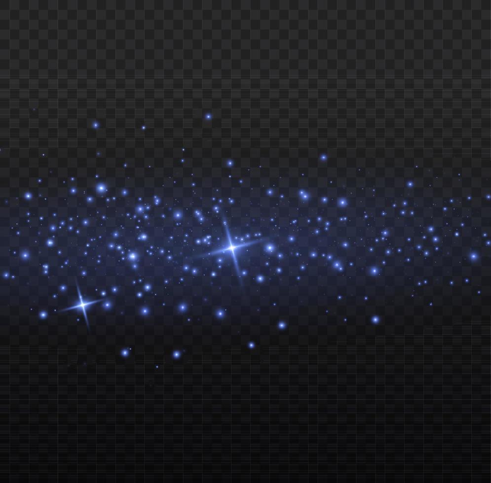 Blue dust. Yellow sparks shine light effect. vector