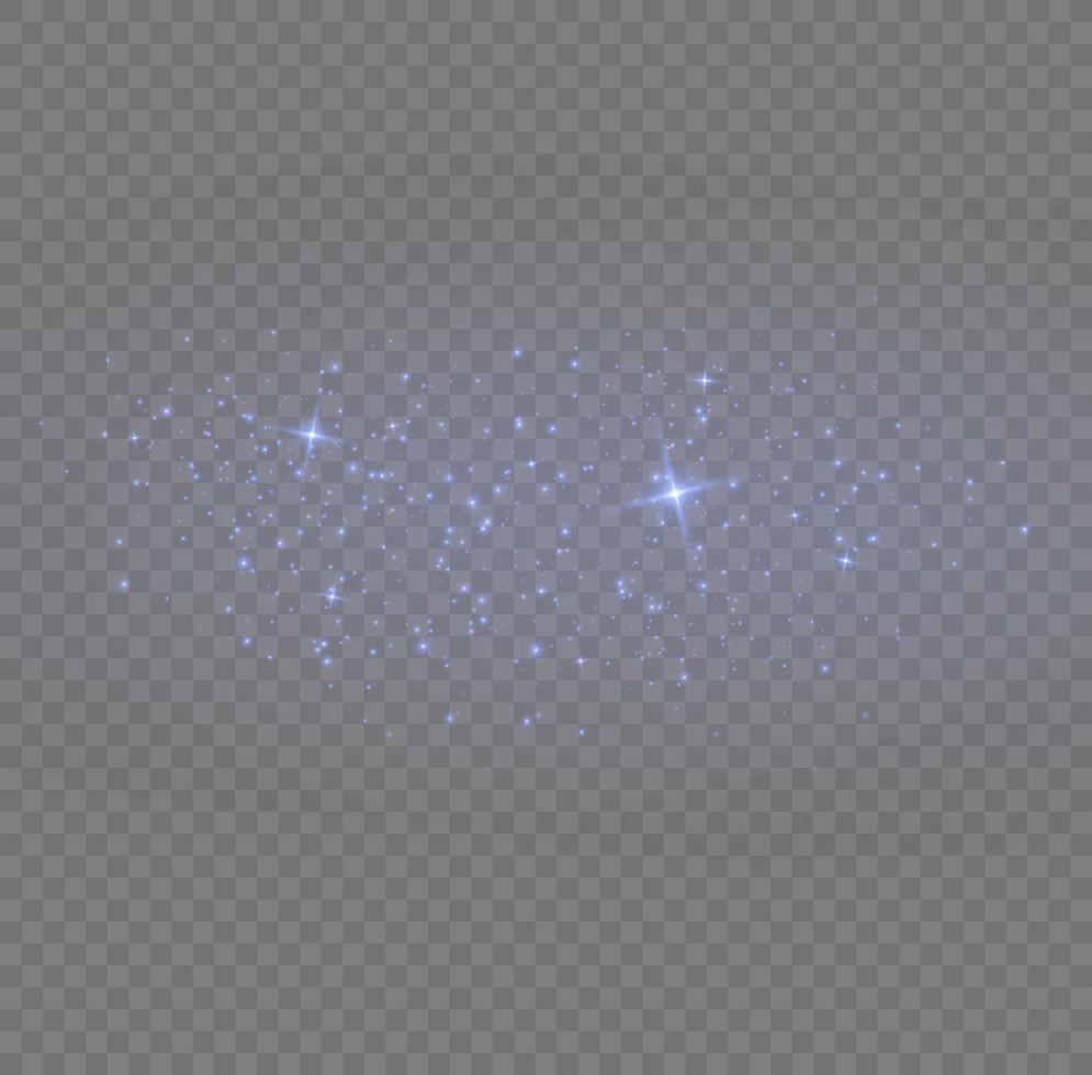 Blue dust. Yellow sparks shine light effect. vector