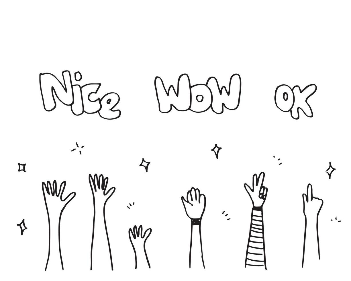 Applause hand draw on white background with nice, wow, ok.vector illustration. vector