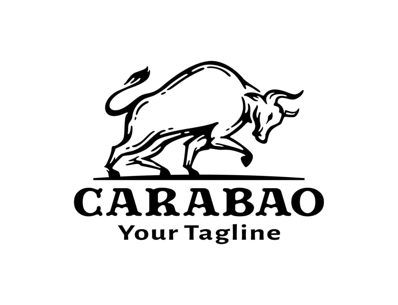 ilustración del logotipo de carabao en diseño vintage vector