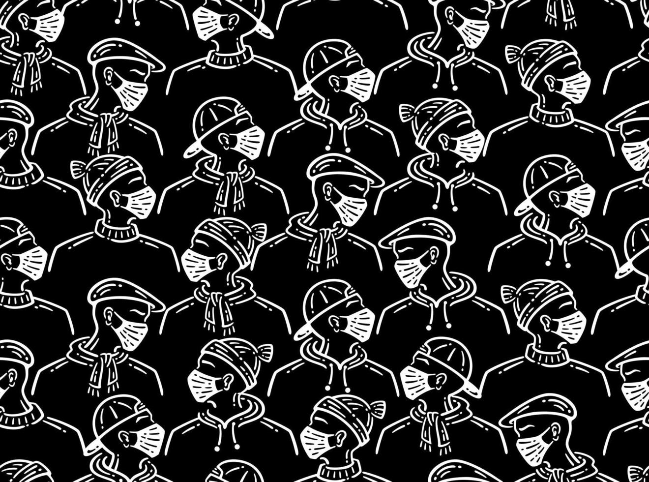 human in white medical face mask. Seamless pattern. vector