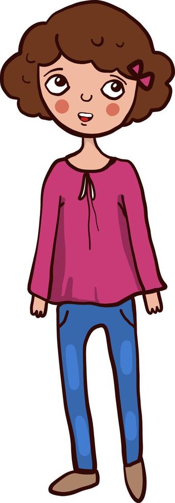 Sad girl, illustration, vector on a white background.