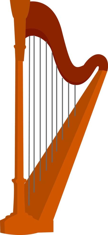 Instrumento de arpa, ilustración, vector sobre fondo blanco.