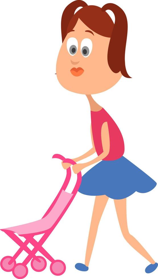 Toy stroller, illustration, vector on white background