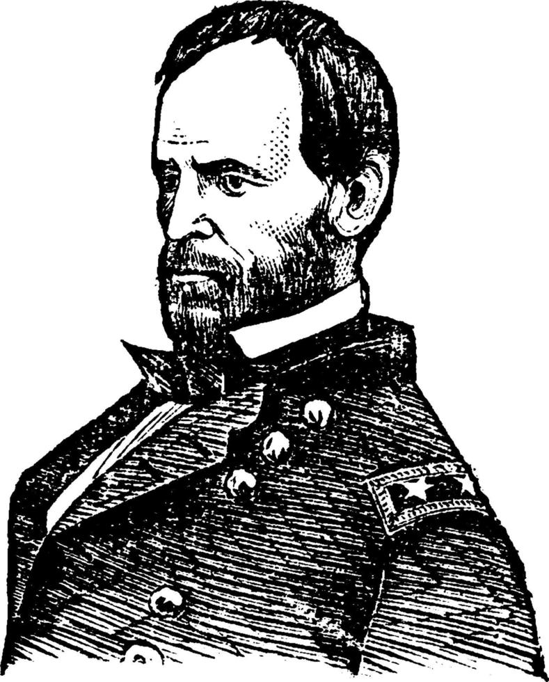 william t. sherman, ilustración de la vendimia vector