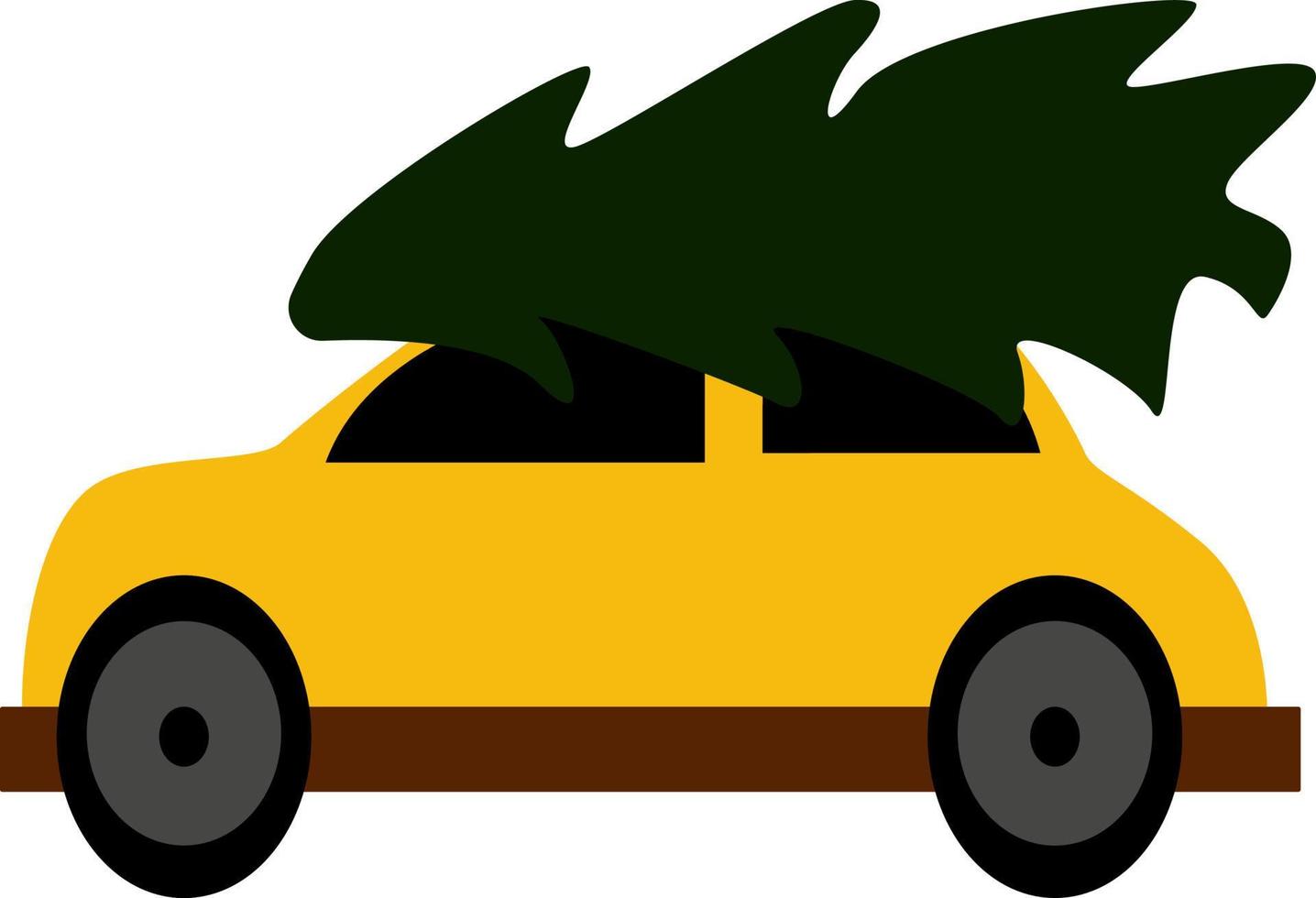 Yellow car, illustration, vector on white background.