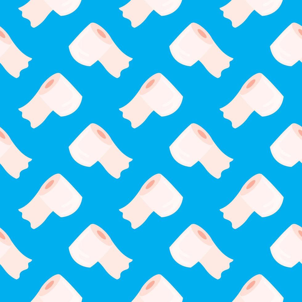 White toilet paper ,seamless pattern on blue background. vector