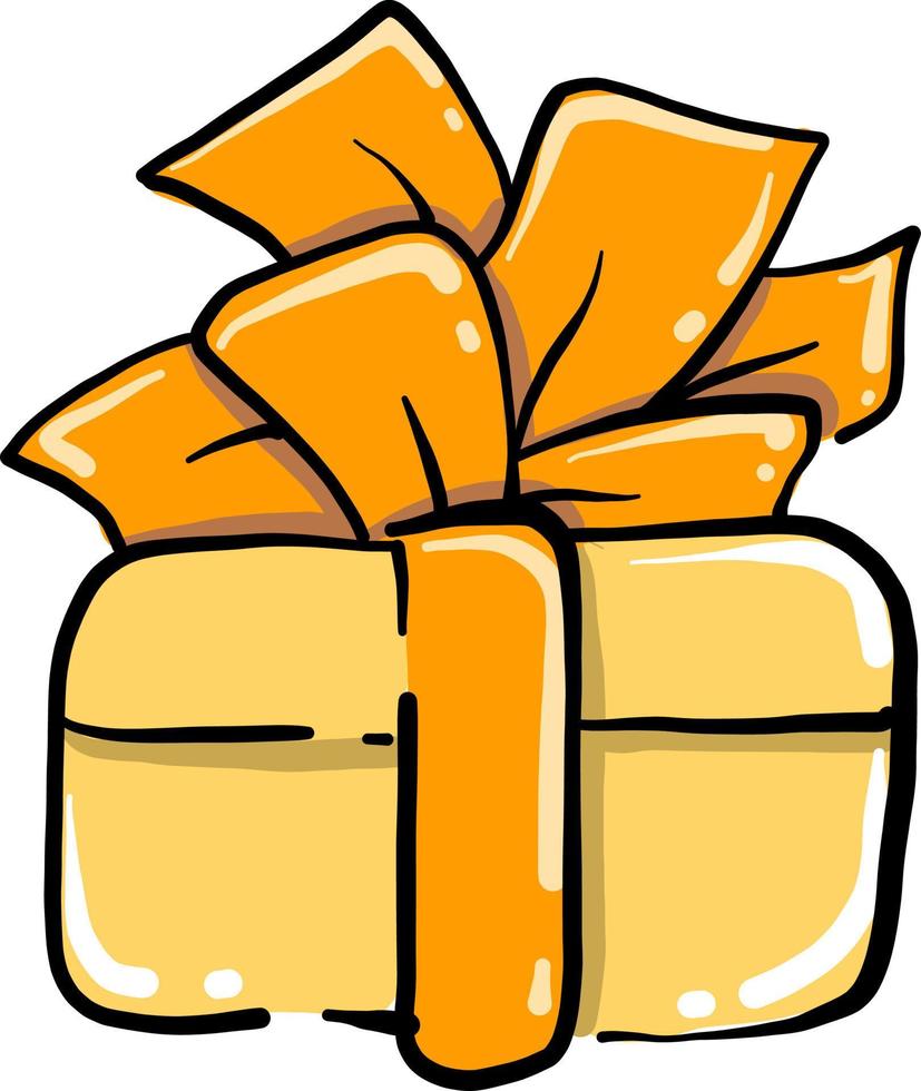 Caja de regalo amarilla, ilustración, vector sobre fondo blanco.
