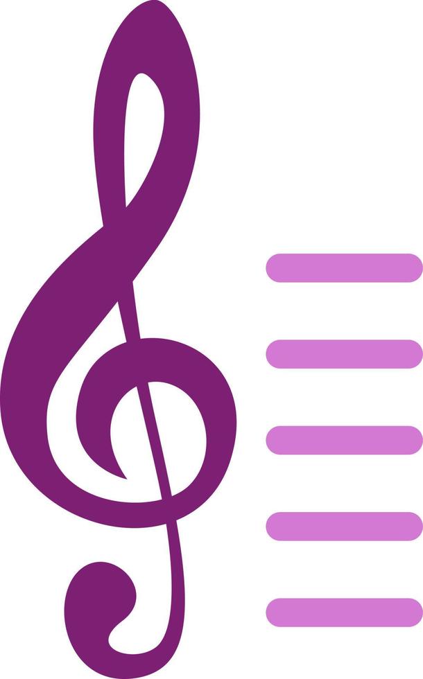 Purple music key, illustration, vector on a white background