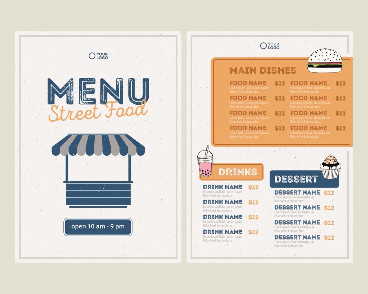 Street food menu template vector