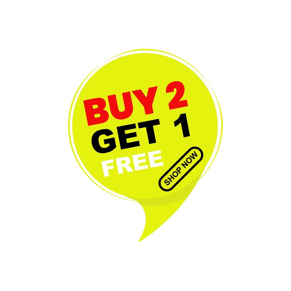 Special offer label tag design buy 2 get 1 free with yellow red black color, eye-catching shape vector