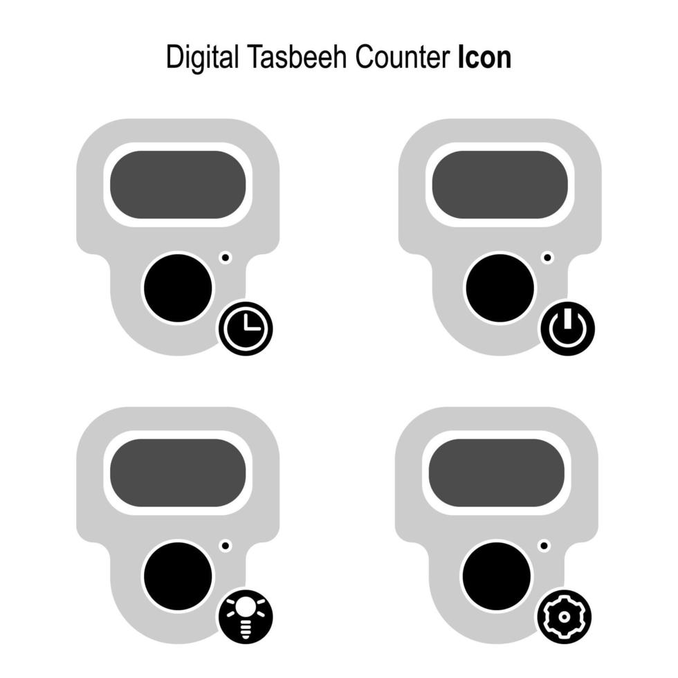 icono de contador digital color blanco negro y gris con estilo de icono relleno vector