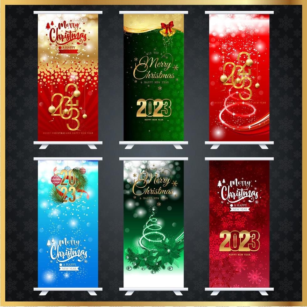 Collection of christmas vertical roll up banner templates vector