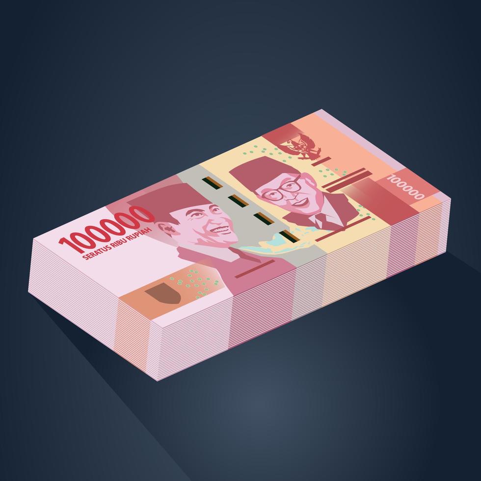 Illustration of one hundred thousand Indonesian rupiah money vector