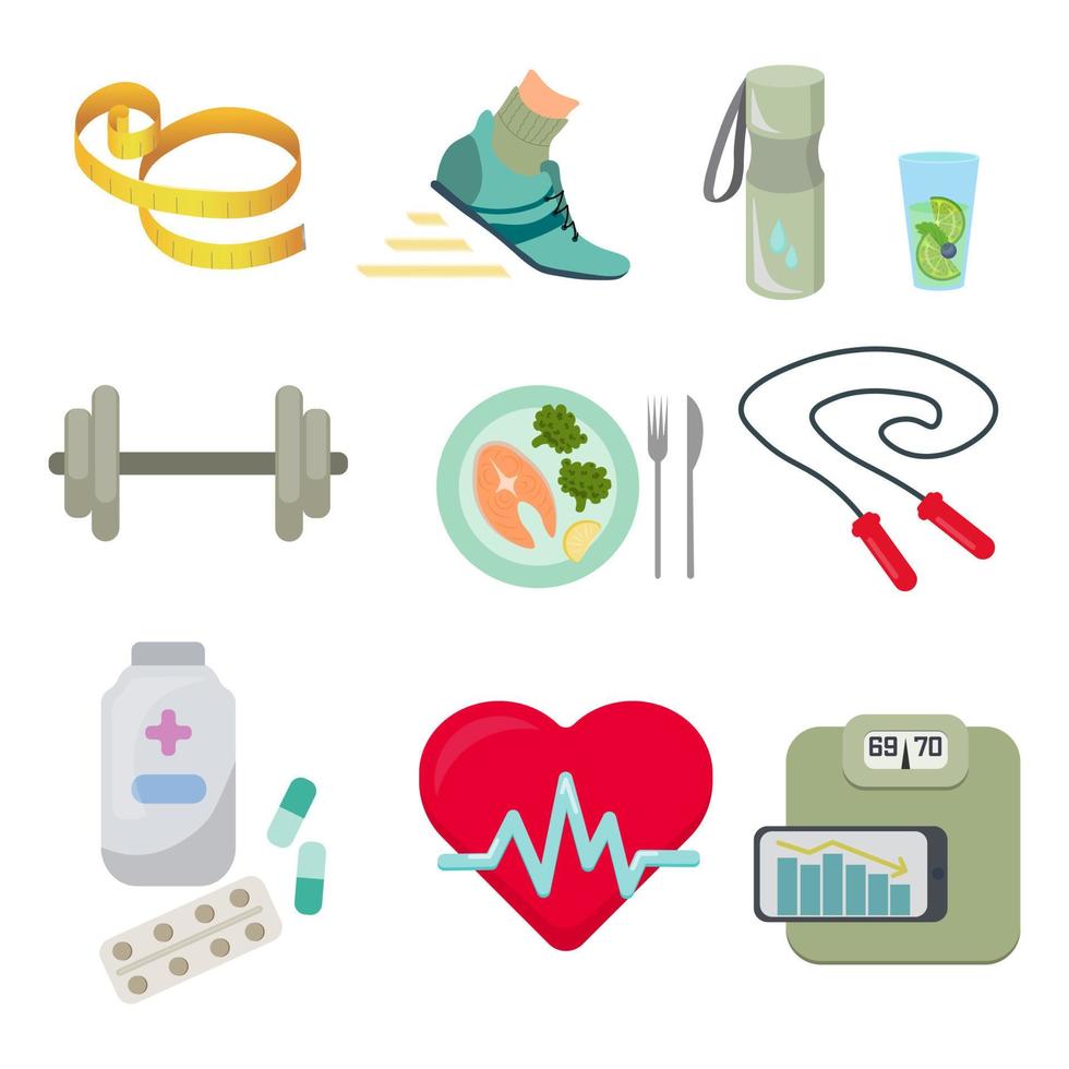 Healthy lifestyle. A set of icons for a healthy lifestyle. vector