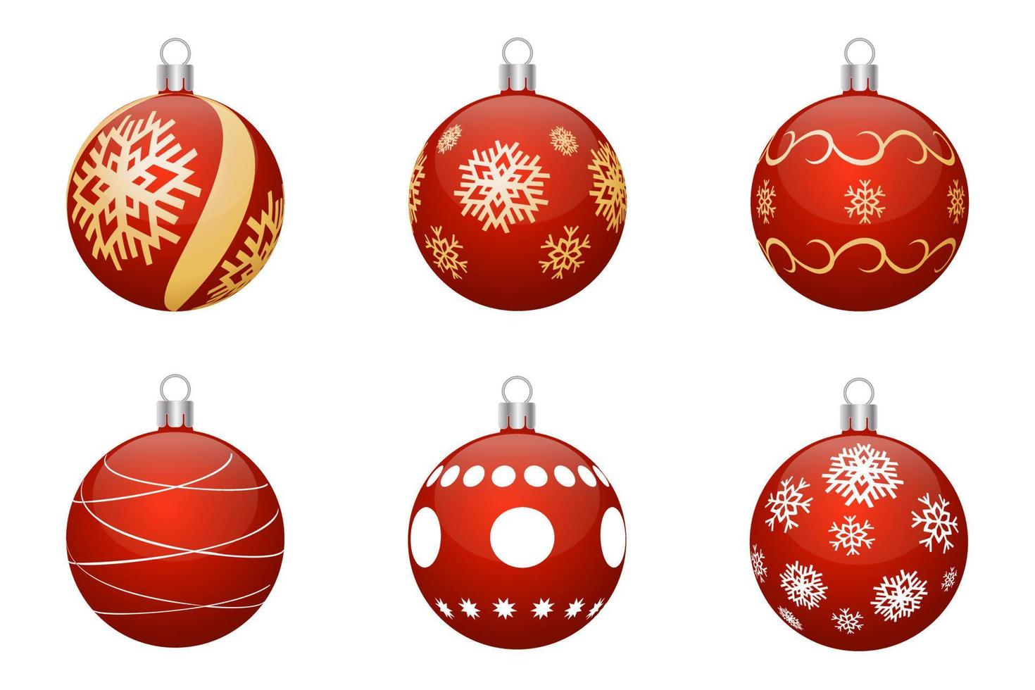 bolas de navidad rojas aisladas en un fondo blanco. vector