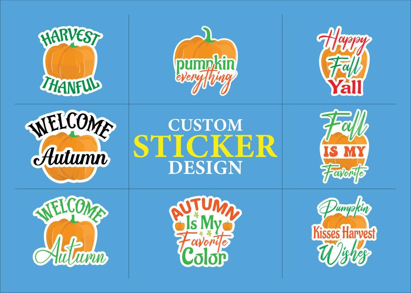 fall pumpkin custom Sticker design vector