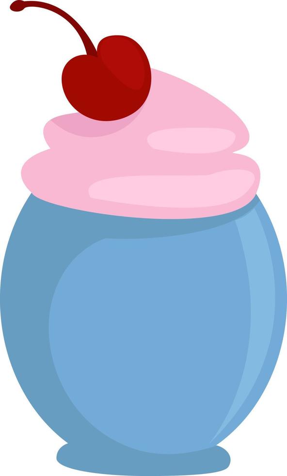 Blue glass of ice cream, illustration, vector on a white background.