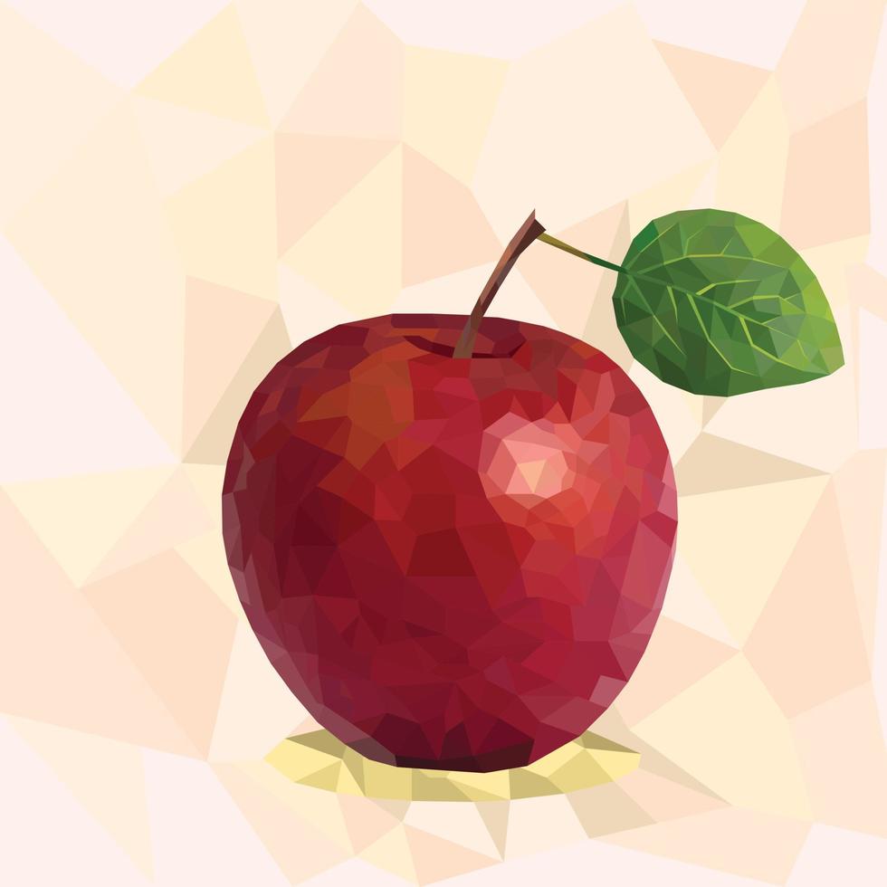 Polygonal red apple in vector