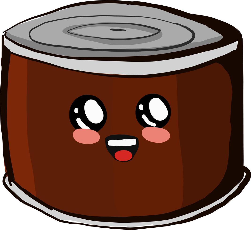 Brown canned food, illustration, vector on white background