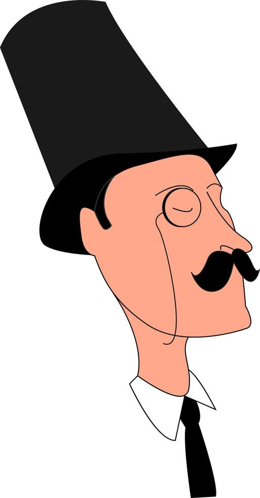 caballero con sombrero, ilustración, vector sobre fondo blanco.